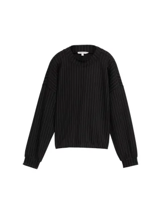 TOM TAILOR Denim - Sweatshirt mit Nadelstreifen schwarz - Gr. - S