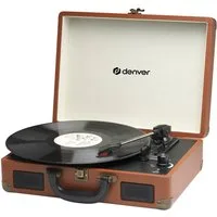 Denver VPL-120BR Plattenspieler (Riemenantrieb, Kofferdesign, Kopfhöreranschluss, mit 2 eingebauten Lautsprechern)