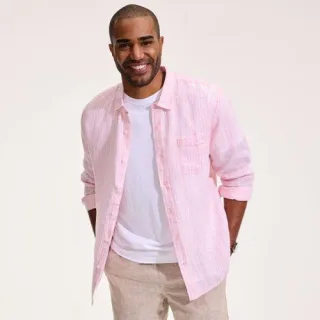 Premium Reinleinen-Hemd für Herren, Lang-Größe, Herren, size: tall, Pink, Leinen, by Lands' End