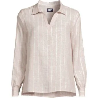 Premium Reinleinen-Schlupfbluse für Damen in Petite-Größe, Damen, size: petite, Elfenbein, by Lands' End