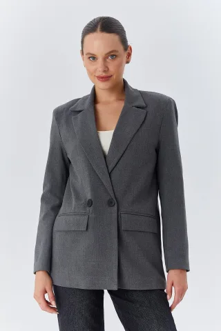 Langarm-Blazer mit Knöpfen