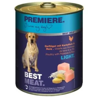 PREMIERE Best Meat Light Nassfutter Hund, Adult, Geflügel und Reis 24x800 g