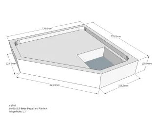 Neuesbad Wannenträger für Bette Caro 80x80x3,5 Fünfeck SD22706
