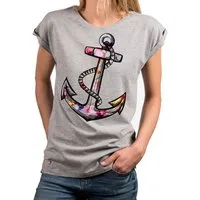 MAKAYA Tunikashirt Damen Top mit Blumen Motiv Sommer T-Shirt Oversize Print Blumenmuster (Kurzarm, Weiß, Rosa, Grau) große Größen