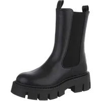 Ital-Design Trendige Chelsea Boots mit markanter Sohle für Damen Plateaustiefelette (90152886) Blockabsatz Stiefeletten in Schwarz