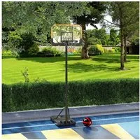 SPORTNOW Basketballständer 182-213 cm höhenverstellbar, mit Rollen, Standfuß (Basketballanlage, 1-St., Basketballkorb), für Indoor, Outdoor, Stahl, Schwarz