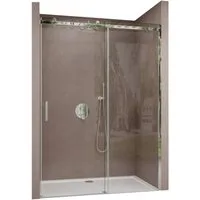 doporro Dusch-Schiebetür Duschtür Nischentür 8mm ESG Klarglas mit Nano 195cm Teramo-04, 100x195 cm, Einscheibensicherheitsglas, 10mm Verstellbereich, Schwebemechanismus