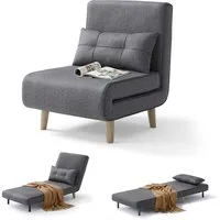 Blishom Relaxsessel Schlafsessel 3 in 1, Klappsessel mit verstellbarer Rückenlehne, Einzel Schlafsofa mit Kissen, platzsparende Gästeliege
