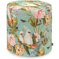 H.O.C.K. Sitzwürfel H.O.C.K. Botanic Hocker rund ø45x45cm aqua Vögel Blumen very british, Hocker: Bequem, vielseitig, Wohnzimmer & Schlafzimmer