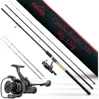 Paradox Fishing Feederrute Combo Feeder, (Rute + Rolle), 3,3m/3,6m, 90g/120g, 3 Wechselspitzen