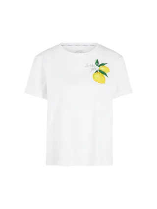 Marc Cain Additions - Baumwollshirt mit Zitronen white - Gr. - 42