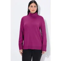 Ulla Popken Strickpullover Rollkragenpullover breite Rippbündchen Langarm