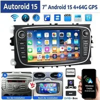 ESSGOO 7" Android 15 Für Ford Focus Mk2 Mondeo C/S-MAX Galaxy Kuga GPS Navi Autoradio (RDS, 4+64GB(optional), FM, DAB+ (optional), Wireless Carplay Android Auto Bluetooth EQ USB WIFI Touchscreen SWC)