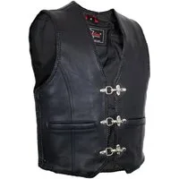 MDM Lederweste Herren Biker Lederkutte Herren Biker Weste an den Seiten erweiterbar