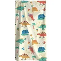 MTOnlinehandel Strandtuch Kinder • 70x140 cm • Schnelltrocknend, Baumwolle & Mikrofaser Mix (1-St), Badetuch • Weich & Saugfähig • Strand • Meer • Dino