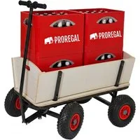 PROREGAL® Bollerwagen Handwagen Transportwagen BOLLY Pro HxBxT 97x60x94cm Traglast 150kg Rot, Robuster Handwagen mit abnehmbaren Seitenwänden 10-Zoll-Luftreifen