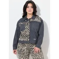 Angel of Style Sommerjacke Jeansjacke oversized Leo-Einsätze Destroys