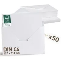 Falinko Briefumschlag 50x Faltkarten mit Umschlag weiß, Din A6/C6 I neutrale Grußkarten mit Umschlag (Kraftpapier, 50er Set)
