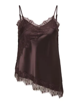 ONLY CARMAKOMA - CARINDONA STRAP SATIN LACE TOP WVN Braun - Gr. - 46