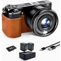 FANNOU Digitalkamera 4K Digital Fotokamera mit 12X Optischer Zoom und WLAN Kompaktkamera (64 MP, 12x opt. Zoom, Autofokus Kamera mit schutzhülle, 2 Akkus und Ladegerät für Einsteiger)