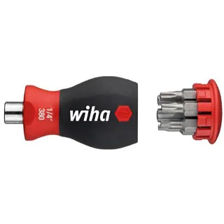 Wiha Schraubendreher mit Bit Magazin magnetisch TORX mit 6 Bits, Stubby, 1/4 zoll in SB-Kartonverpackung - 5 Stück - 33744
