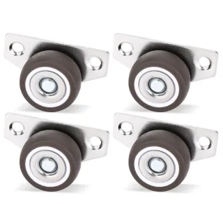 Small Side Mount Caster Wheels 1.25 Inch Set of 4 Rubber Wheels Rigid Casters Furniture Rollers Underbed Drawers DIY Pro