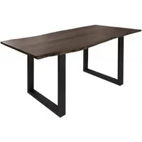 Massivmoebel24 Baumkantentisch FREEFORM (Massivholz, Massivholztisch), Baumtisch Akazie 120x90x76 grau Beine anthrazit matt FREEFORM 3