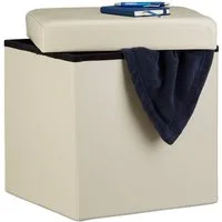 relaxdays Sitzhocker Faltbarer Sitzhocker Kunstleder (1 St), Creme