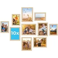PHOTOLINI Bilderrahmen Sets in verschiedenen Formaten, MDF Holz, Acrylglas & Zubehör, für 10 Bilder (10er Set), Posterrahmen 10er Set No.3 zum Aufhängen oder Aufstellen