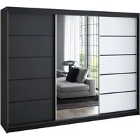 A&J MöbelLand GmbH Schiebetürenschrank VILUNO mit 4 Schubladen und Spiegel (nur für kurze Zeit! TOP ANGEBOT! Geräumiger Schrank mit einer Breite von 200 cm und Spiegel, ideal zur Aufbewahrung von Kleidung und Accessoires. 4 Schubladen und viel Staura