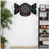 HOMCOM Dartscheibe Dart-set mit Tür LED Anzeige, (Dartspiel mit LCD-Anzeige, 1-tlg., Dartboard), Schwarz 49 x 54,6 x 5,5 cm