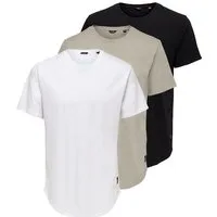 ONLY & SONS T-Shirt ONSMATT LONGY SS TEE 3-PACK (Packung, 3-tlg) Baumwolle, relaxed fit