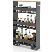 COSTWAY Küchenwagen, schmal, Nischenwagen 4 Ebenen, auf Rollen, 48x12,5x81cm