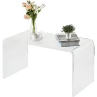 GarveeMore Couchtisch Acryl,U-förmiger Beistelltisch aus klarem Acryl,81x41x40cm, transparenter Beistelltisch für Wohnzimmer und Innenhof