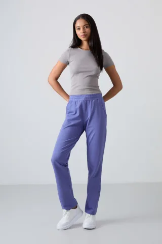 Damen Fleece-Sweatpants mit geradem Bein