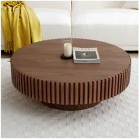 NJLyuhome Couchtisch Beistelltisch Runder Kaffetisch mit Massivholz-Rahmen, 80x35cm (1-St)