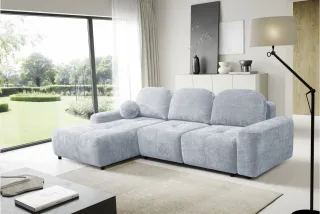 Ecksofa Schlafsofa Sofa ARGOS in Stoff Vibe Hellblau Ottomane Links