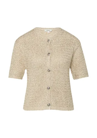 s.Oliver Red Label - Kurzärmelige Strickjacke beige - Gr. - 34