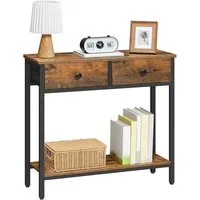 Hoobro Konsolentisch (75×24×75 cm, Schmaler Beistelltisch mit Stoffschubladen), für Flur & Wohnzimmer