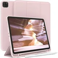 EAZY CASE Tablet-Hülle Penholder Smartcase für iPad Pro 11" 1.-4. Gen. 11 Zoll, Hülle mit Stifthalter magnetisch kratzfeste Tasche zum Aufkappen Rosa