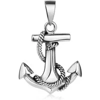 Materia Kettenanhänger Herren Anker mit Schiffstau maritim antik KA-8, 925 Sterling Silber, antik oxidiert