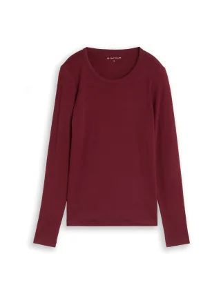 Tom Tailor - Basic Langarmshirt aus Baumwolle Preppy Plum - Gr. - XXXL