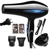 Athlix Haartrockner Föhn Haartrockner Ionen mit 3 Düsen Hairstyler, 2200 W, 2200W, 7x Nagelknipser, 2x Kämme