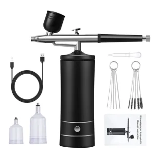Yarboly Handheld Airbrush Kit Dual Action Portable 0.4mm Nozzle High Pressure 20-27psi for Tattoo Art Painting Makeup Ca