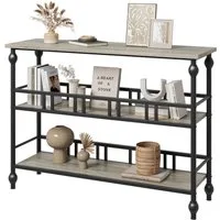 GarveeMore Beistelltisch Konsolentisch,3-stufiger schmaler Beistelltisch mit Regalen,Sofatisch