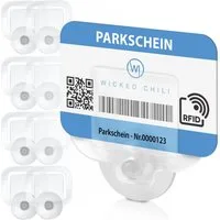 Wicked Chili Halterung Parkscheinhalter Clip für Auto Windschutzscheibe, (1er Set, 8-tlg., 8er-Pack, Made in Germany - KFZ Ticket Anwohnerparkausweis Saugnapf Halterung)