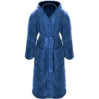 Gräfenstayn Unisex-Bademantel Kuschelfleece Bademantel Kapuze Flanell Fleece, XXXL blau, warm & kuschelig, Waden bis Knöchellang, Fronttaschen, Gürtel, S-XXXL