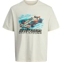 Jack & Jones Rundhalsshirt Jack&Jones T-Shirt creme Übergröße Print JORFORMULA