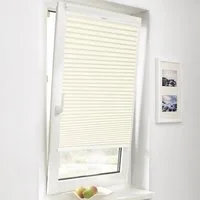Sekey Plissee Plissee Klemmfix ohne Bohren Faltrollo Jalousie Rollo Beige, Faltenstore Klemmfix Lichtschutz und Sichtschutz inkl Klemmträger