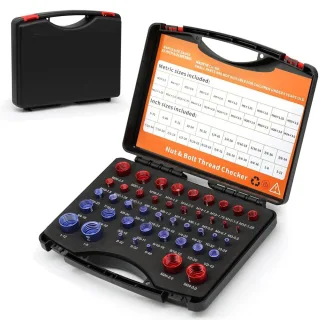 Aluminum Alloy Thread Checker Set SAE and Metric 26-Piece and 44-Piece Portable Carrying Case for Mechanics and DIY Enth